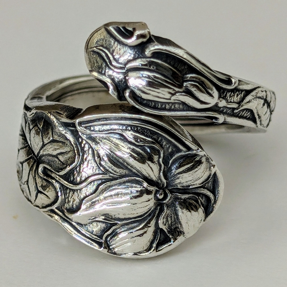 Vintage Sterling Silver Flatware Spoon Ring 1885 GORHAM Floral Series Tulip